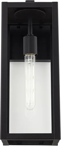 Vista 5 de John Timberland Titan - Juego de 2 lámparas de pared modernas para exteriores, marco rectangular negro místico, paneles de vidrio transparente de 17