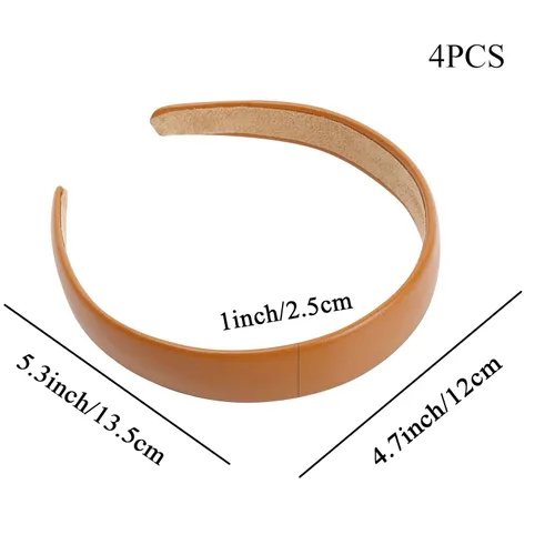 Vista 2 de WOVOWOVO Diademas de cuero para mujer, 1 pulgada, antideslizantes, suaves, de poliuretano, para mujer, de moda, lindas diademas de belleza