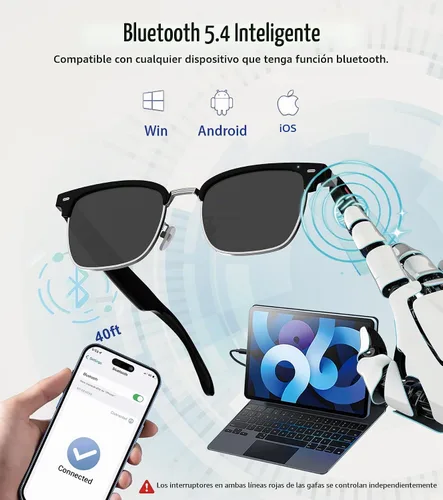 Vista 3 de Gafas de sol inteligentes, gafas Bluetooth 5.4 para hombres y mujeres
