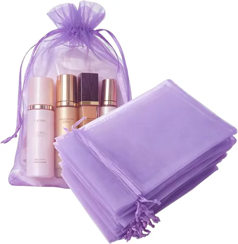 Vista 41 de Juego de 50 bolsas de organza de regalo con cordón azul aguamarina de 4 x 6 pulgadas para baby shower, Navidad, boda, recuerdos de fiesta, despedida
