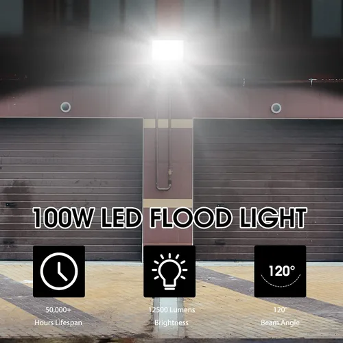 Vista 5 de XYCN Paquete de 4 reflectores LED de 100W, luz de inundación exterior impermeable IP66, luces de seguridad exteriores súper brillantes de 12500LM
