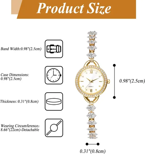 Vista 6 de Avaner Relojes de pulsera para mujer reloj de cuarzo analógico elegante con diamantes de imitación y correa delgada para mujer