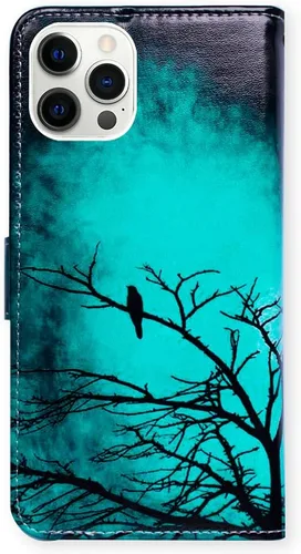 Vista 7 de Bcov Funda para iPhone 13 Pro Max, diseño de pájaro negro y verde con tapa para teléfono, con ranura para tarjetas, soporte para iPhone 13 Pro Max