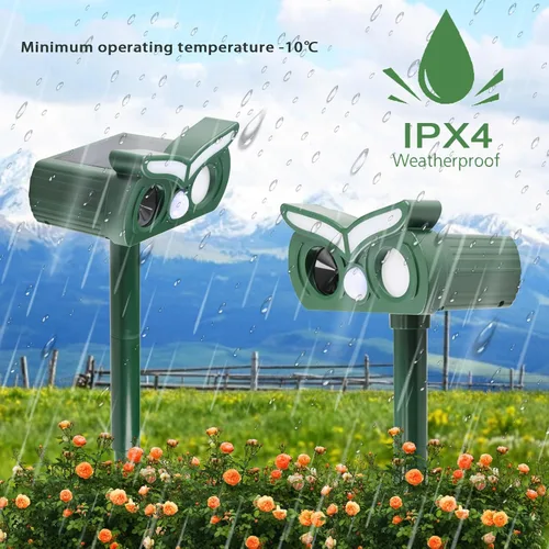 Vista 3 de Repelente de gatos para exteriores, repelente solar ultrasónico de animales, dispositivos repelentes de ciervos para exteriores con detección