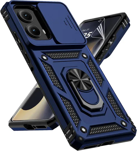 Vista 16 de Funda para Motorola Edge 2024 con cubierta deslizante para cámara, protector de pantalla HD [prueba de caídas de grado militar] Soporte de anillo