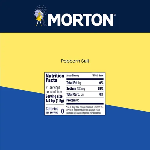 Vista 2 de Sal para palomitas de maíz Morton, (3.75 oz), paquete de 2, perfecta para palomitas y condimento Condimento para palomitas de maíz, sabor