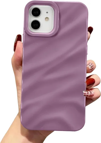 Vista 9 de QLTYPRI Funda compatible con iPhone 11, bonita funda con patrón de ondas de agua para niñas y mujeres, delgada, satinada, brillante, suave, de Beige