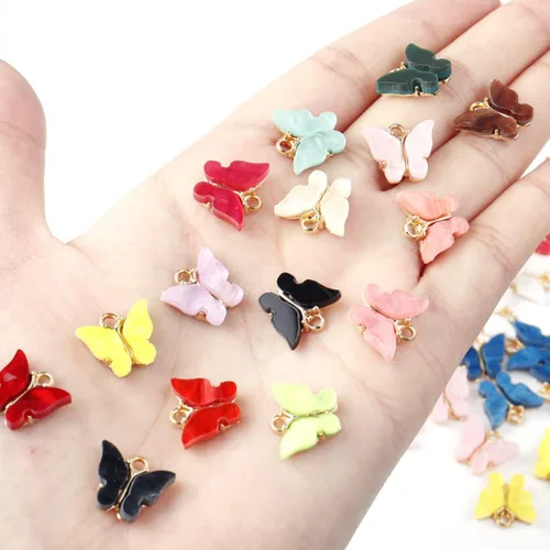 Vista 6 de YUNXI 48 dijes acrílicos con dije de mariposa, forma colorida para aretes, pulseras, collares, joyería de bricolaje