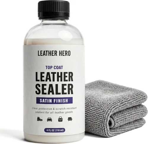 Vista 9 de Leather Hero Top Coat - Sellador de cuero y acabado protector para tinte, pintura, asientos de automóvil, zapatos y más - Restaurador