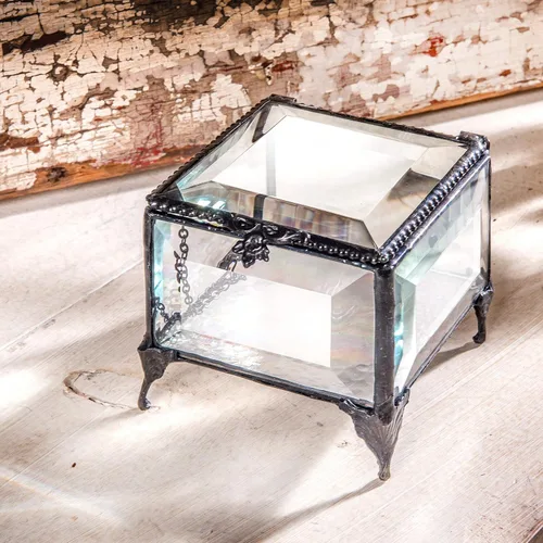 Vista 2 de J Devlin - Caja de cristal biselado transparente decorativa para joyas, caja 326