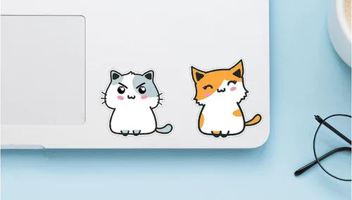 Vista 2 de Gatos surtidos lindos y adorables perfectos para despegar y pegar sonriente lindo adhesivo adhesivo adhesivo portátil escritorio