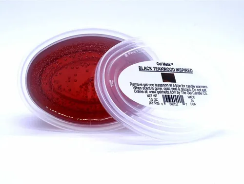 Vista 4 de Paquete de 3 Gel Melts de larga duración inspirado en madera de teca negra para calentadores y quemadores, despega una pieza, derrite y disfruta