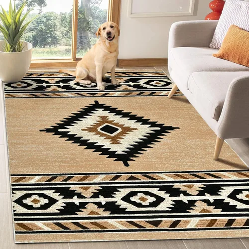 Vista 14 de YHSF South West - alfombra nativa americana del suroeste, fácil de limpiar, gruesa, suave y duradera, alfombra tribal inspirada en indios americanos