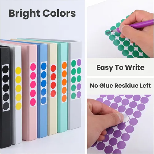 Vista 6 de 4800 Pcs Colored Dot Stickers, 1/2 Inch Round Color Circle Dot Labels