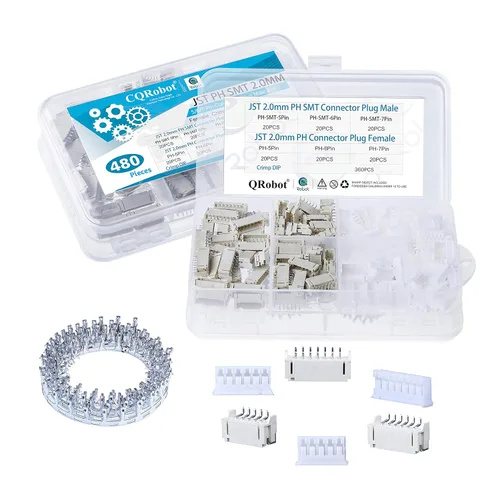 Vista 99 de CQRobot JST EL 4.5 mm de paso 2 pines conector electrónico IC macho, enchufes hembra carcasa y kit de terminales de crimpado en T macho/hembra. 50