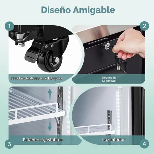 Vista 4 de BODEGA BODEGACOOLER - Enfriador comercial de barra trasera con 2 puertas sólidas, refrigerador de barra de altura de mostrador comercial de 12 pies