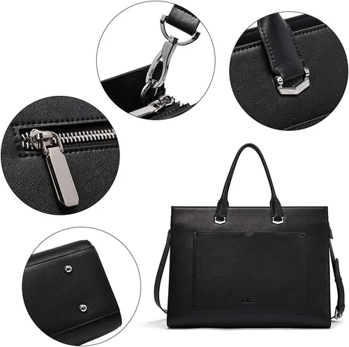 Vista 6 de CLUCI Maletín de cuero para mujer portátil de 15.6 pulgadas profesional de trabajo de negocios para mujer, bolso de hombro
