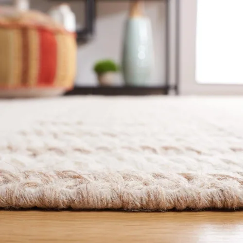 Vista 5 de SAFAVIEH Natura Collection - Alfombra de pasillo de 8 pies, color marfil y gris topo, diseño moderno, ideal para zonas de alto tráfico en pasillo