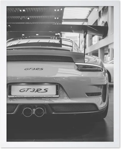 Vista 17 de Monem Art - Póster de moda – Mujer en impresión de coche clásico – Arte en blanco y negro – Arte fotográfico – Arte para entusiastas del automóvil