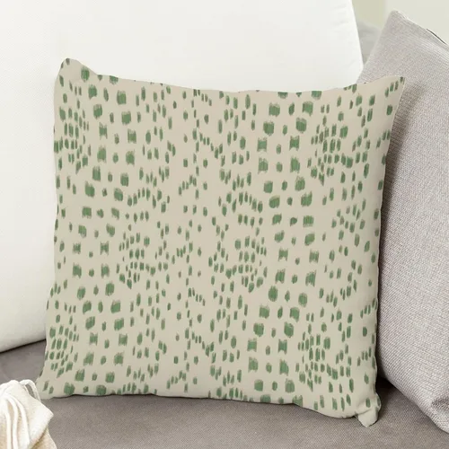Vista 4 de Funda de cojín decorativa con estampado de guepardo verde peridoto para sofá, funda de almohada verde crema con estampado de leopardo con A-16