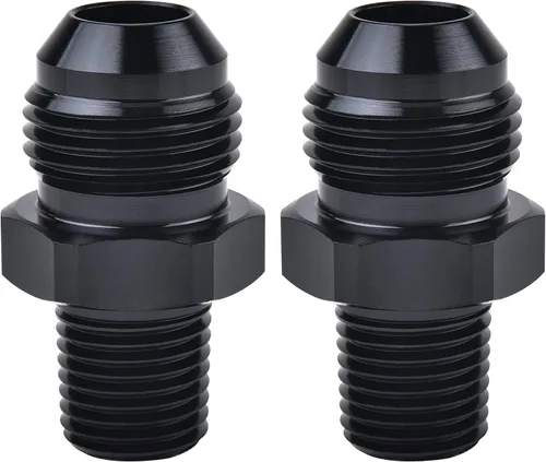 Vista 10 de EVIL ENERGY 3AN macho acampanado a 1/4" NPT tubo adaptador de ajuste de 90 grados aluminio negro 2 piezas