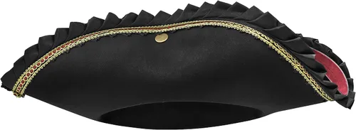 Vista 5 de Nicky Bigs Novelties Sombrero de pirata de tricornio negro de lujo accesorio de disfraz
