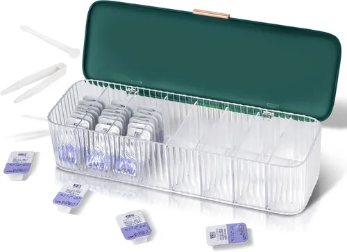 Vista 11 de P-80 Organizador diario de lentes de contacto con removedor y pinzas, dispensador de lentes desechable, caja de plástico transparente para todas