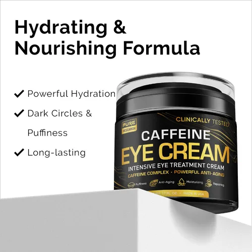 Vista 4 de Crema de ojos con cafeína para antienvejecimiento, ojeras, bolsas, hinchazón. Gran piel debajo de los ojos + estiramiento facial, tratamiento