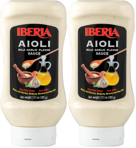 Vista 3 de Iberia Salsa de alioli, 13.5 onzas, textura suave y sabor suave a ajo