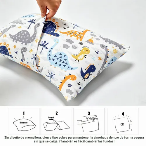 Vista 4 de Paquete de 2 fundas de almohada para niños pequeños, 100% algodón de 14 x 19 pulgadas, se adapta a almohadas de ropa de cama de niños pequeños de 14