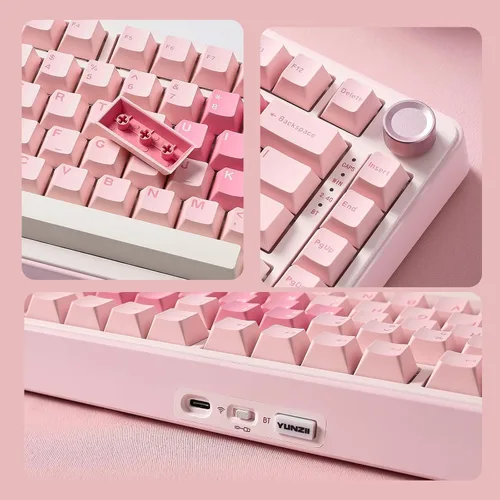 Vista 8 de YUNZII Teclado mecánico inalámbrico B75 PRO, diseño del 75 % con perilla, estructura personalizada de junta de intercambio en caliente