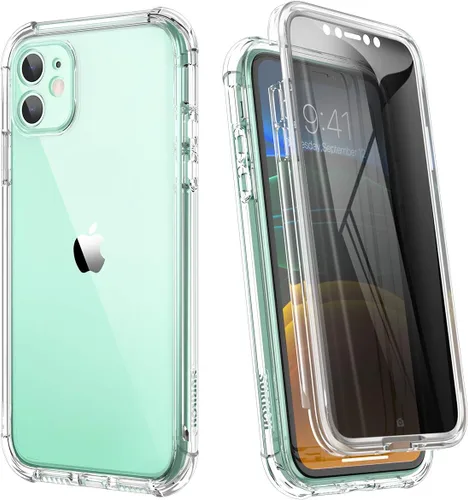 Vista 8 de SURITCH Funda transparente para iPhone 11 (solamente) de 6.1 pulgadas, [protector de pantalla integrado] cubierta protectora de cuerpo completo a