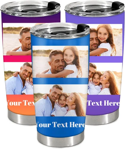 Vista 12 de Taza personalizada con foto y texto para hombres y mujeres, regalo para papá, mamá, familias y amigos, taza de viaje con foto e imagen