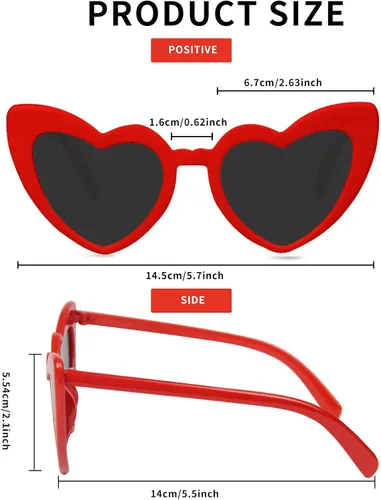 Vista 6 de AEAHALY White Green Blue Purple Pink Heart Sunglasses for Women Colorful Heart Shaped Sunglasses Bulk Party Favor Glasses
