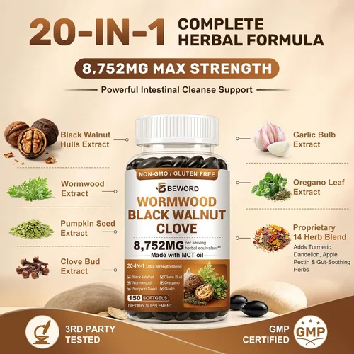 Vista 2 de 20-in-1 Wormwood Black Walnut Clove Parasite Cleanse