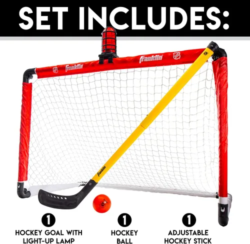 Vista 3 de Franklin Sports Juego de Portería de Hockey Mini - Juego de Portería de Hockey NHL con Luz para Hockey de Rodilla y Palo con Pelota de Hockey