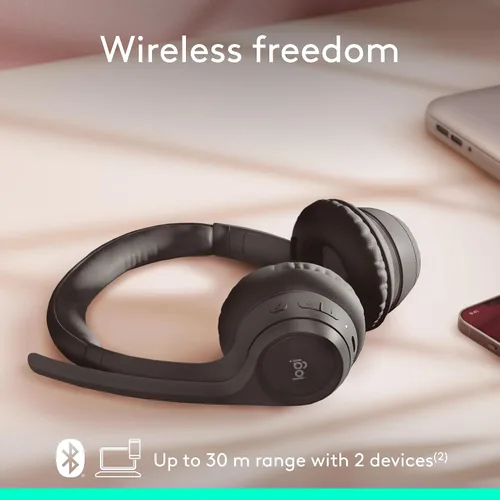 Vista 4 de Logitech Zone 301 - Auriculares inalámbricos Bluetooth con micrófono de cancelación de ruido, compatibles con Windows, Mac, Chrome, Linux, iOS