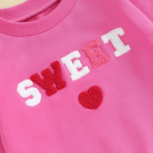 Vista 243 de Traje de San Valentín para bebé, niña, niño, traje de San Valentín, sudadera de manga larga con estampado de corazón
