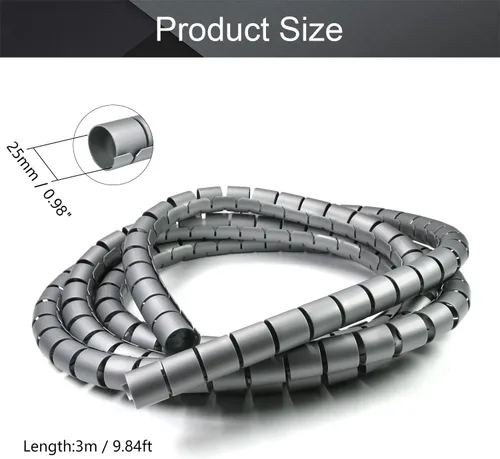 Vista 2 de Othmro 1 funda de cable en espiral de polietileno de 9 pies, 1.102 in/1.10 pulgadas de diámetro, funda de alambre expandible, tubo de envoltura