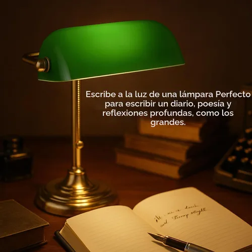 Vista 8 de LIGHTACCENTS Lámpara de escritorio estilo bancario tradicional con pantalla de vidrio verde y base de latón – Lámpara de escritorio clásica
