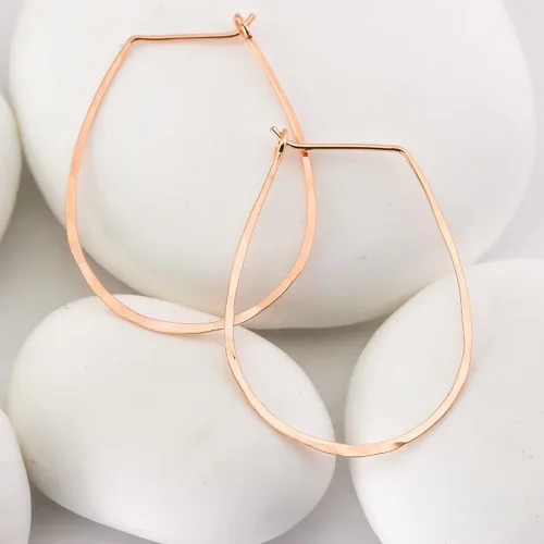 Vista 144 de Aretes de aro finos martillados, elegantes plata esterlina geométrica sólida, relleno de oro y relleno de oro rosa; para mujer por Lotus Stone