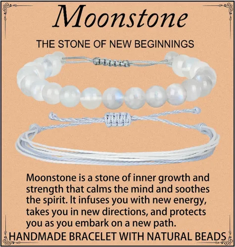 Vista 13 de LPBeads Pulsera de piedra natural hecha a mano de tamaño ajustable