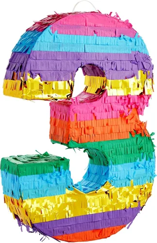 Vista 13 de BLUE PANDA Piñata arcoíris número 0 diseño de mariposa – 11.4 x 16.5 x 3 pulgadas, multicolor – Construcción de papel corrugado fácil de rellenar
