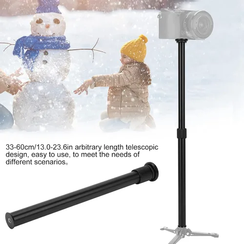 Vista 5 de Varilla de extensión de cámara, aleación de aluminio universal de 13.0-23.6 in, monopod de mano ajustable, soporte de montaje (negro)