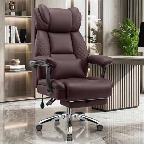 Vista 13 de Silla de oficina grande y alta, silla de computadora de escritorio con reposapiés para personas pesadas, silla ejecutiva de juegos de gran