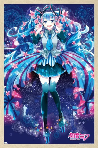 Vista 5 de Hatsune Miku - Póster de pared de flores, 34 pulgadas de largo x 22.4 pulgadas de ancho, versión premium sin marco