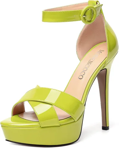 Vista 134 de MODENCOCO Sandalias de boda con correa de tobillo sexy para mujer, con plataforma y puntera abierta, tacón de aguja y tacón alto, zapatos de vestir