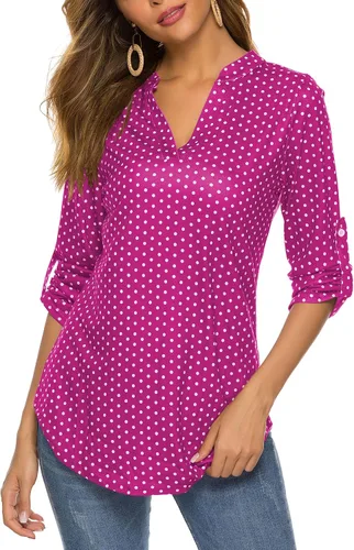 Vista 33 de Halife Blusa de trabajo con cuello en V y manga 3/4 enrollable, estampado c-army verde