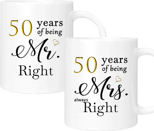 Vista 44 de Juego de 2 tazas de café para el 10º aniversario, regalos de boda para parejas, padres, hombres, mujeres, marido, esposa, él, ella, caja de regalo
