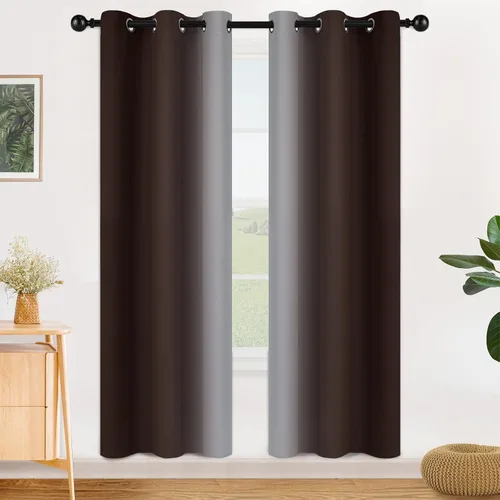 Vista 130 de SimpleHome Cortinas degradadas degradadas para oscurecer la habitación de 36 pulgadas de largo para dormitorio, con ojales y bloqueo de luz Negro